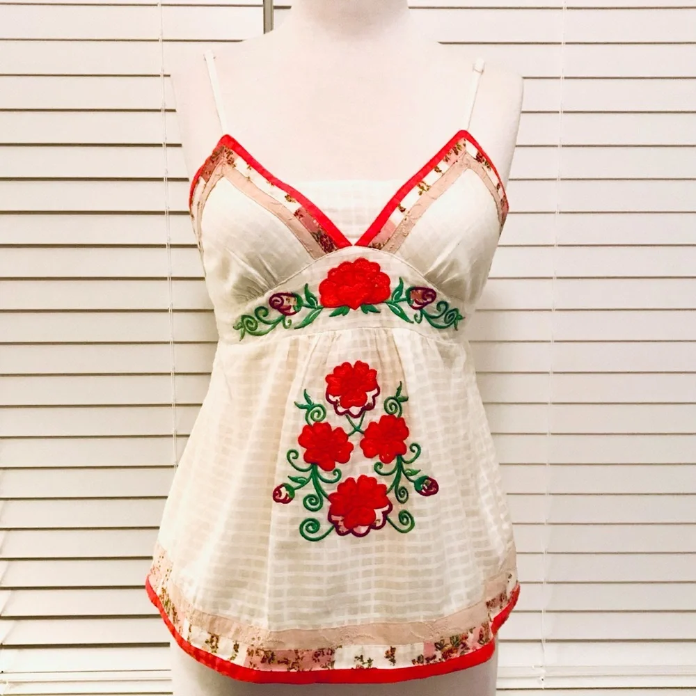 Pura Vida Embroidered Camisole Cotton Top Size Small - Picture 13 of 16